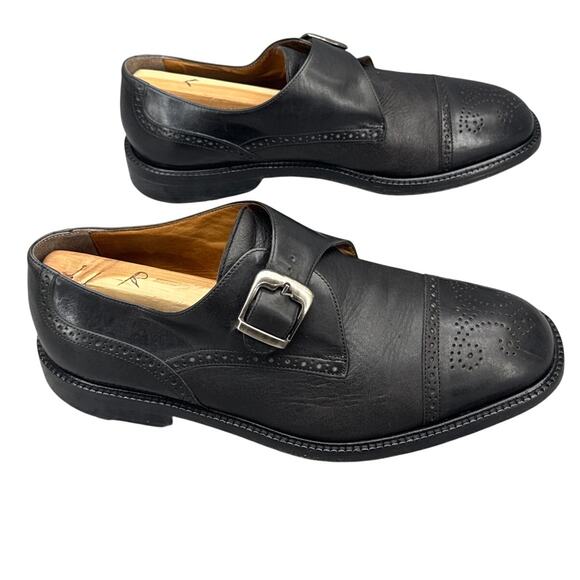 Florsheim Imperial Black Leather Detailed Monk Strap Buckle Dress Shoe Men 9.5EE - Picture 5 of 8